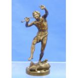 After Eugéne Louis Lequesne (French, 1815-1887): a bronze figure of the 'Dancing Faun', signed "E.