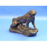 After Thomas François Cartier (French, 1879-1943): a resin bronze model of a Roaring Tiger