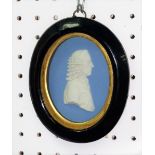 A Wegdwood jasperware oval plaque of Dr John Fothergill (1712-1780), circa 1780, framed, overall 6½