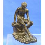 After Bucciano: a 19th century bronze figure of Mercury resting on a rock, 19¾in (50cm) high.