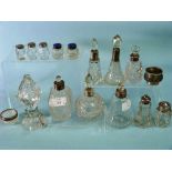 A collection of silver mounted cut glass Scent Bottles, together with a pair of small silver and