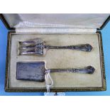 A late 19thC French cased silver novelty 'Garden' miniature Serving Set, by Louis Coignet, with