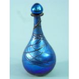 A Siddy Langley blue iridescent glass Perfume Bottle, signed and dated 2000, 6½in (16.5cm) high,