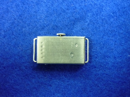 A French platinum and diamond lady's Cocktail Watch, of rectangular form, the silvered dial with - Image 2 of 2