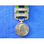 India General Service Medal, with two clasps, North West Frontier 1908 and Abor 1911-12, inscribed