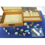 A small collection of Mixed Jewellery, including Italian glass Petra Dura brooches, silver thimbles,