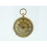 A pretty continental 18ct gold Pocket Watch, signed 'F. Robert Stauffer', key-wound, with gilt