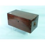 A George III mahogany Tea Caddy, of rectangular form with gilt-metal lion's mask ring-handles, the