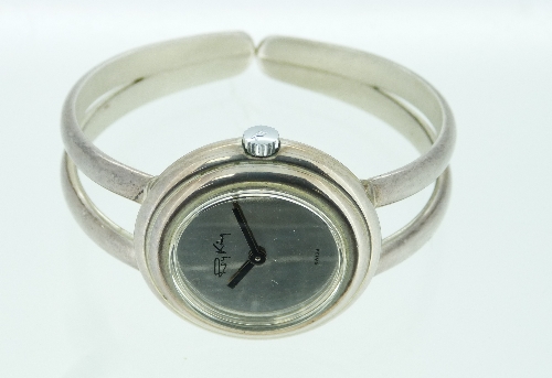 A silver Roy King bracelet Watch, the circular mirrored dial signed 'Roy King'.