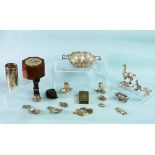 A Mixed and Interesting Collection of Silver Items, including a George V silver bon bon dish, by