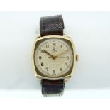 A vintage 9ct gold Tudor Royal gentleman's Wristwatch, with Shock Resisting movement, on brown