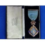 A Masonic Queen Victoria 1837-1897 Jubilee Medal, silver-gilt and enamel with paste 'jewels' and
