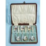 A cased set of six Georg Jensen silver 'Continental' pattern Teaspoons, London import marks for