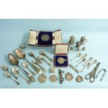 A collection of Silver Items, including a George III table spoon, by George Smith III, hallmarked