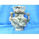 A Chinese Republic period spinach green jade Censer, with dragon mask and loose ring handles, the