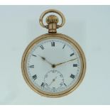 A gold-plated Pocket Watch, with Swiss Revue 15-jewels movement, the white enamel dial with black