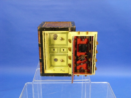 A Victorian cast-iron miniature Safe, by R. Thompson, of traditional upright rectangular form with - Image 4 of 7