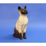 A Beswick pottery Siamese Cat, MN.2139, seated with head up, seal point, gloss, 13¾in (35cm) high.