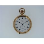 A 9ct gold Pocket Watch, signed Waltham, the circular dial with Roman numerals and subsidiary