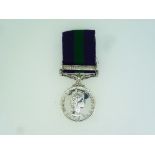 General Service medal, (Elizabeth II), one clasp, Malaya, awarded to 23545309 Spr. A. G. P. Ibotson.