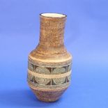 A Troika pottery urn Vase, with geometric decoration, the base with decorator's monogram, signed "