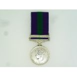 General Service medal, 1918-62, one clasp, Palestine 1945-48, awarded to T/1422967 Dvr. F. G.