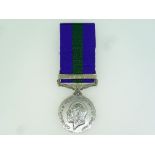 General Service medal, 1918-62, one clasp, Iraq, awarded to G-127560 Pte. V. Wheeler. R.Fus.