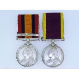 A pair of medals, awarded to 30105 Gnr. F. Mundy, 2nd S.D., R.G.A.,comprising a Queen's South Africa