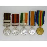 A group of five medals, to Private W. Stoker, Kings Own Yorkshire Light Infantry, comprising an