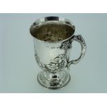 A Victorian silver Christening Mug, by Edward & John Barnard, hallmarked London, 1872, chased with