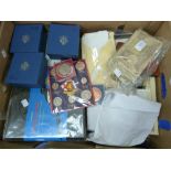 Coins; a quantity, including UK Proof Coin Collections and commemorative coins, some cased,