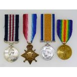 A Military medal group of four W.W.1 medals, awarded to 10001 L. C'pl. J. Crockford. 8 / Som. L. I.,