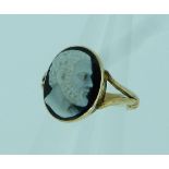 A small Cameo Ring, with a male profile, all mounted in yellow metal.