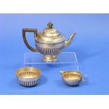 A late Victorian silver three piece Tea Set, by Mappin & Webb, hallmarked Sheffield, 1894 / 1895, he