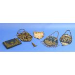 Antique and vintage Textiles: a collection of eight various bags and purses, including a Victorian