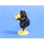 A Beswick pottery Beatrix Potter figure of Duchess-with Flowers, black, BP-2 gold oval back-stamp,