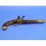 An Italian cavalry flintlock pistol, mid-18th century, with 10¼in (26cm) barrel, overall length 17in