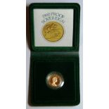 Elizabeth II gold Proof Sovereign, dated 1980, cased.