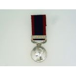 A Sutlej medal, 1846, with clasp for Sobraon, to "Elisha Underwood 53rd RFTt, with ribbon,