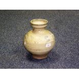 A Percy Brown studio pottery Vase, of globular form with flared neck, brush decoration, incised mark