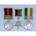 A group of three medals, awarded to 683 P'te A. Rice. Kimberley Vols., comprising a Queen's South