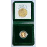 Elizabeth II gold Proof Sovereign, dated 1980, cased.