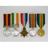 A group of five medals, awarded to 12502 P'te/A. Cpl. E. Brice R.A.M.C., comprising a Queen's