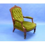 An early 19thC mahogany framed Gentleman's Armchair, the show frame carved in classic revival style,