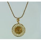 A 9ct yellow gold twisted gold Chain, 5g, together with a foreign yellow gold pendant of open work