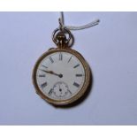 A pretty continental 14K gold Pocket Watch, the circular dial with black Roman numerals and