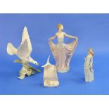 Four Lladro porcelain figures, including Lladro Societa, White Turtle Dove and Dancer (4)