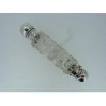 A cased Victorian silver mounted double ended cut glass Scent Bottle, by Brockwell & Son, hallmarked
