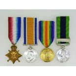 A group of four medals, awarded to 18806. Pte. W. J. C. Rossiter. Som. L.I., comprising 1914-15