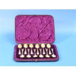 A cased set of twelve Victorian silver Berry Teaspoons, by Charles Boyton, hallmarked London,